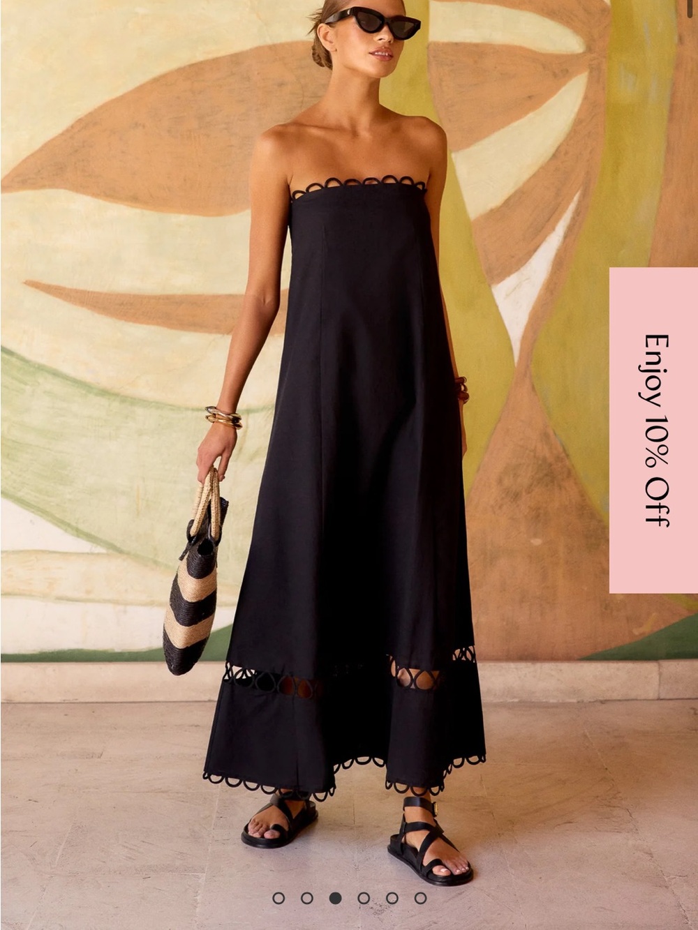 Mister Zimi Black Strapless Eyelet-Trim Maxi Dress - Picture 3 of 7